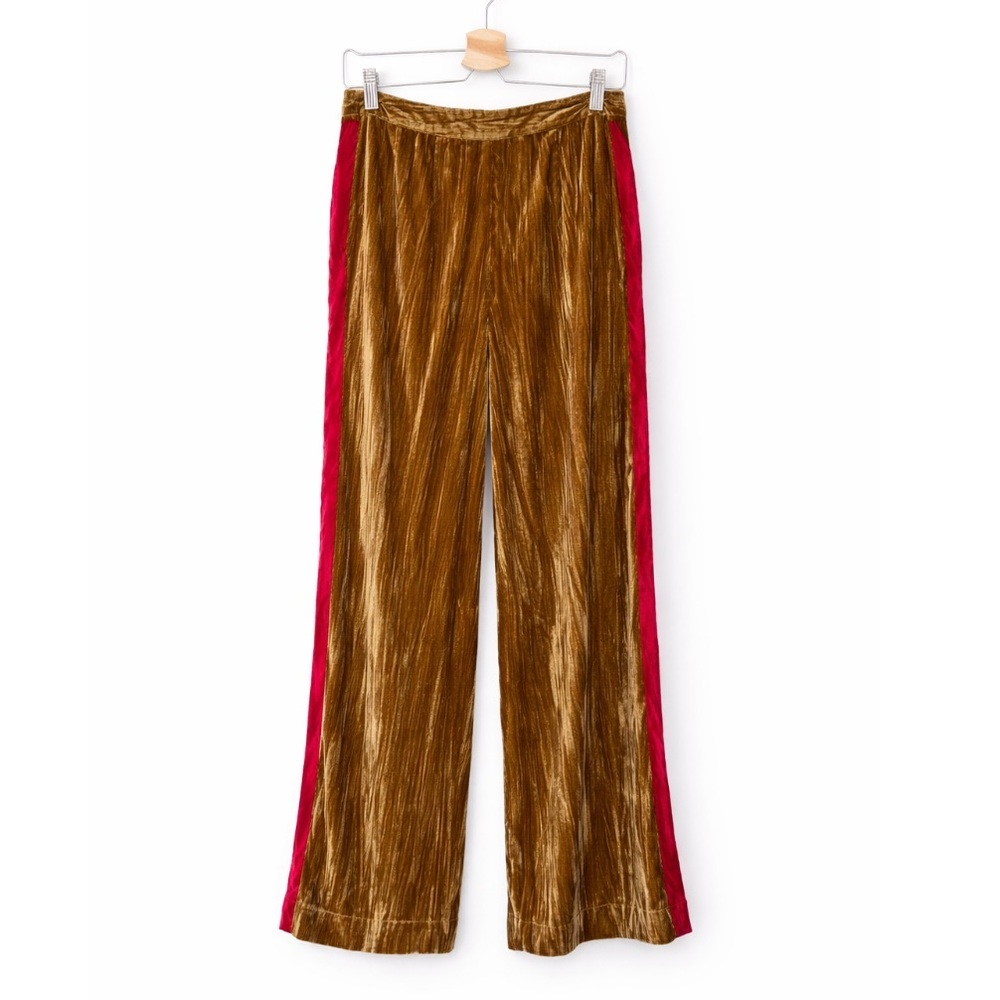 FARM Rio Side Stripe Corduroy Pants Anthropologie Crushed Velvet Trousers - Picture 3 of 6